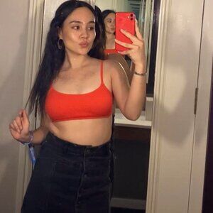 Lulus black denim skirt